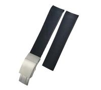 MENGKE Correa De Reloj De Goma 19 Mm 20 Mm 21 Mm Correa De Silicona De Compatible Con Pulseras De Reloj Longines Hydroconquest L3 781 782 VHP Negro Azul(Black,21MM_NO LOGO)