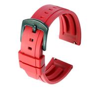 MENGKE Correa De Reloj De Goma Fluorada De Calidad, 18mm, 19mm, 20mm, 21mm, 22mm, 24mm, Correa De Reloj Deportiva, Pulsera Negra Y Verde Con Correa De Liberación Rápida(RED,21mm silver buckle)