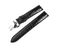 MENGKE Correa De Reloj De Piel De Cocodrilo De Doble Cara 18mm 19mm 20mm 21mm 22mm 23mm 24mm Correas De Reloj De Cocodrilo De Lujo(Black Strap,13MM_WITH SILVER BUCKLE)
