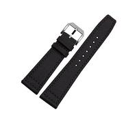 MENGKE Correa De Reloj De Tela De Lona De Nailon De 20mm, 21mm, 22mm, Compatible Con IWC Pilot, Cinturones Verdes Y Negros, Correas De Reloj De Pulsera(Black-Silvery,21mm)