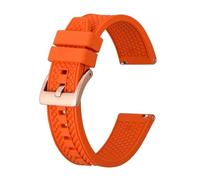 MENGKE Correa De Reloj Fluororubber, Correa De Goma De Liberación Rápida De 18mm, 20mm Y 22mm For Hombres Y Mujeres, Correa De Reloj Deportiva(Orange-Rosegold,18mm)