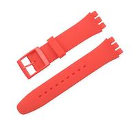 MENGKE Correa de silicona de Color caramelo Compatible con Swatch 12mm 16mm 17mm 19mm 20mm pulsera de repuesto de moda transparente accesorios de reloj(Color:Red,Size:17mm)
