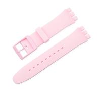 MENGKE Correa de silicona de Color caramelo Compatible con Swatch 12mm 16mm 17mm 19mm 20mm pulsera de repuesto de moda transparente accesorios de reloj(Color:Light pink,Size:12mm)