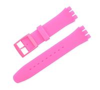 MENGKE Correa de silicona de Color caramelo Compatible con Swatch 12mm 16mm 17mm 19mm 20mm pulsera de repuesto de moda transparente accesorios de reloj(Color:Rose pink,Size:19mm)