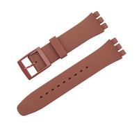 MENGKE Correa de silicona de Color caramelo Compatible con Swatch 12mm 16mm 17mm 19mm 20mm pulsera de repuesto de moda transparente accesorios de reloj(Color:Brown,Size:20mm)