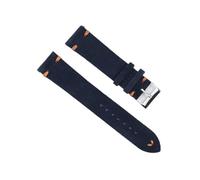 MENGKE Correas de Reloj de Gamuza Correas de Reloj de Reloj de Relojes Azules de Relojes de reemplazo for Accesorios de Reloj 18 mm 20 mm 22 mm 24 mm(Darkblue-Orange Line_20mm)