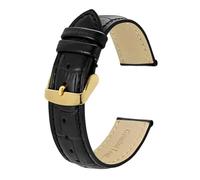 MENGKE Correas De Reloj De Piel De Cocodrilo En Relieve, 18mm, 20mm, 22mm, 24mm, Correas De Reloj De Piel De Vaca Auténtica, Repuesto De Pulseras(Black-Gold Buckle,22mm)