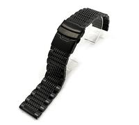 MENGKE Lujosa Correa De Reloj De Acero Inoxidable De 22/20/24mm Con Eslabón Sólido, Cierre Plegable, Relojes De Seguridad, Correa De Repuesto For Pulsera(Black,24mm)
