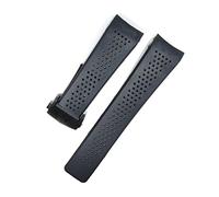 MENGKE Mira la pulsera compatible con Tag Heuer Grand Carrera Aquaracer Soft silicone pulsera hombres correa accesorios accesorios de goma reloj de banda de reloj(Black-Black Clasp,22mm With LOGO)