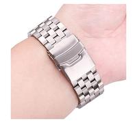 MENGKE Pulsera de Correa de Reloj de Acero Inoxidable 18 mm 20 mm 22 mm 24 mm Mujeres Hombres Metal sólido Reloj Cepillado Cinta Ajuste for Gear S3 Watch Accesorios(Silver_24mm)