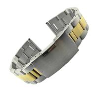 MENGKE Pulsera De Reloj De Metal De Acero Inoxidable 16mm 18mm 20mm 22mm 24mm 26mm 28mm 30mm Correa De Reloj Correa De Muñeca Negro Plata Cinturón Dorado(Silver gold,28mm)