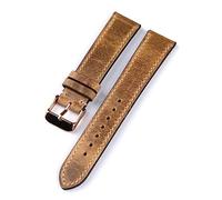 MENGKEG Correa De Reloj De Cuero De Gama Alta Totalmente Hecha A Mano 18 19 20 21 22MM Pulsera De Cuero Marrón Claro(Rose gold buckle,18mm)