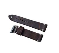 MENGKEG Correa De Reloj De Cuero Vintage Cosida A Mano, 20mm, 22mm, 24mm, Aspecto Desgastado, Correas De Reloj, Hebilla Pulida De Acero Inoxidable(7,22mm)