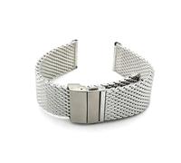 MENGKEG Correa Milanesa Compatible Con Correa De Reloj 20 Mm 22 Mm Doble Prensa Hebilla Plegable Milan Malla Correa Reloj De Metal Pulsera Pulsera De Plata Negra(Silver,20mm)