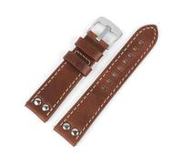 MENGKEG Correas De Cuero Con Orificio De Doble, 20mm, 22mm, Remaches De Cuero Genuino De, Correa De Reloj For Hombre, Pulsera De Repuesto For Reloj(Brown,20mm)