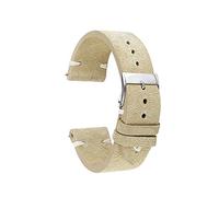 MENGKEG Correas De Reloj Vintage De Cuero De Ante Genuino, Correa De Reloj De Terciopelo Hecha A Mano, Correa De Repuesto De 18mm, 20mm, 22mm Y 24mm(Beige with white,22mm)