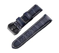 MENGKEG Nuevo Diseño De Correas De Reloj De Cuero Retro Versión Classic Men # 39; S Watch Band 20 22 24 26 Mm Compatible Con Panerai Correa Pulsera De(Blue-Black Buckle,26mm)