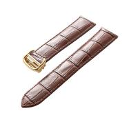 MENGKEG Reemplazo De Piel De Vaca Con Capa De Cabeza De Correa De Cuero Compatible Con Correa De Reloj De Globo Azul Cartier Accesorios De Pulsera For Hombres Y Mujeres(Brown gold buckle,18mm)