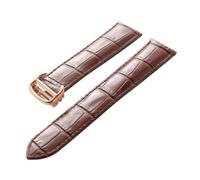 MENGKEG Reemplazo De Piel De Vaca Con Capa De Cabeza De Correa De Cuero Compatible Con Correa De Reloj De Globo Azul Cartier Accesorios De Pulsera For Hombres Y Mujeres(Brown rose buckle,14mm)