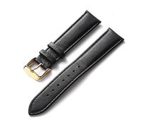 MENGKEG Reloj Correa de cuero Correa de negocios for hombres y mujeres Rojo Marrón Azul 14 mm 16 mm 18 mm 20 mm 22 mm 24 mm Accesorios de reloj de cuero(Black gold buckle,15mm)