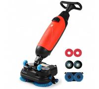 menglanchang Fregadora de Suelos Profesional para Baldosas, Hormigón y Vinilo, Máquina Sin Cable 17 Pulgadas con Doble Cepillo Rotativo 360 Grados para Comercios Red