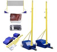 menglanchang Poste De Voleibol con Red De Voleibol/BáDminton, Red De Voleibol para Patio, Poste De Voleibol PortáTil para Exteriores, Resistente, Ajustable A 4 Alturas De 5ft-6.9ft, con Ruedas Y Red.