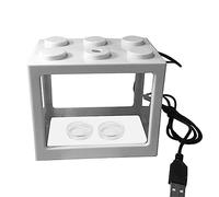 MENGLI-2024 Acuario de Peces Tanque de Peces acrílico USB Mini Tanque Acuario propagador con luz LED Decorativo Escritorio Oficina en casa(Blanco)