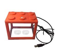 MENGLI-2024 Acuario de Peces Tanque de Peces acrílico USB Mini Tanque Acuario propagador con luz LED Decorativo Escritorio Oficina en casa(Orange)