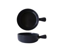 MENGLI-2024 Bandeja para hornear Cuenco de arroz al horno 500ML, cuenco cerámica for ensalada frutas, bandeja for hornear con un solo mango, plato for desayuno for el hogar(Negro)