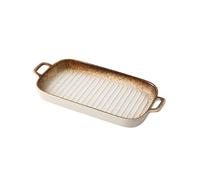 MENGLI-2024 Bandeja para hornear Fuente rectangular grande for hornear de cerámica 30,6 cm for cocinar en la cocina y uso diario. Apto for horno microondas(Blanco)