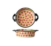 MENGLI-2024 Bandeja para hornear Vajilla de cerámica gran capacidad for el hogar, tazón fideos, sopa, ensaladera, plato Retro doble oreja resistente a altas temperaturas for hornear(19cm)