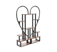 MENGLI-2024 Estante para plantas Soporte for plantas de metal 6 niveles, soporte creativo for con escalera en forma medio corazón for interior, estante negro for múltiples
