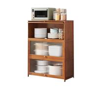 MENGLI-2024 Gabinete Buffet Aparador de Cocina 3 Niveles con Puerta Cristal y Compartimentos for café té (70 cm)