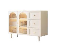 MENGLI-2024 Gabinete Buffet Aparador Moderno Minimalista de Cristal con Tres cajones, Puertas Dobles y almacenaje Madera for Cocina (120 cm)