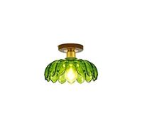 MENGLI-2024 Lámpara de Techo Lámpara de Pasillo con Base Madera Retro, Pantalla Vidrio, luz Techo for Puerta Entrada