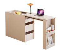 MENGLI-2024 Mesa de Isla Escritorio Extensible con Isla de Cocina y Almacenamiento Oculto en la encimera Desmontable(Blanco,Grande)