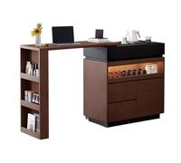 MENGLI-2024 Mesa de Isla Mesa de Bar giratoria Extensible e Isla Almacenamiento Cocina con estantes Laterales Abiertos(Negro)