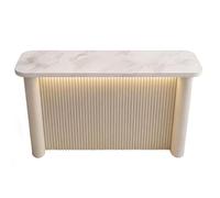 MENGLI-2024 Mesa de Isla Mesa de Bar Isla Cocina Tapa Piedra sinterizada Cuerpo Estriado Estructura Acero(Blanco,Medio)