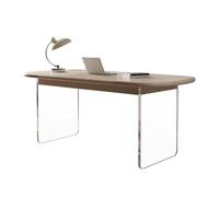 MENGLI-2024 Mesa de PC Escritorio Blanco con Patas de acrílico Transparente, Mesa Trabajo Moderna for computadora portátil for Oficina en casa