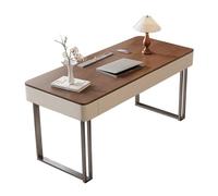 MENGLI-2024 Mesa de PC Escritorio de Estudio Moderno en Nogal marrón con 2 cajones, Escritorio for computadora portátil y Tomas Carga for Oficina casa(M)