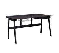 MENGLI-2024 Mesa de PC Escritorio de Madera Maciza Moderno for computadora portátil, Color Negro, Escritorio Estudio Fresno con cajón y estantes Abiertos(S)