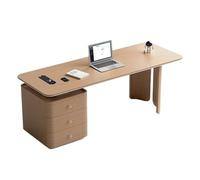 MENGLI-2024 Mesa de PC Escritorio de Oficina con 3 cajones, Mesa Estudio Madera, estación Trabajo Tomas Carga, Roble Natural(S)