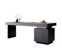 MENGLI-2024 Mesa de PC Escritorio Ejecutivo Moderno en Color Ahumado con cajones, Escritorio de Madera Maciza, estación Trabajo for Oficina casa(M)