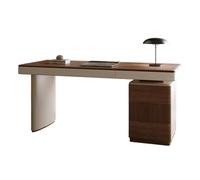 MENGLI-2024 Mesa de PC Escritorio for PC con Puertos de Carga, Moderno Escritorio Oficina en casa Acabado Nogal, cajón y archivador(M)