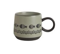 MENGLI-2024 Tazas de café Taza de desayuno gran capacidad con diseño pez pequeño gres, taza for el hogar, café, avena