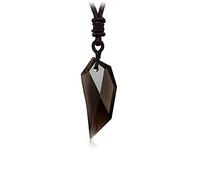 MENGLINA Collar de piedra natural con hexagrama de obsidiana negra, amuleto de diente de lobo translúcido para él y ella, collar con colgante de amor de la suerte para hombres y mujeres, Gema