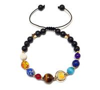 MENGLINA Pulsera de cuentas de piedra para mujer, diseño de galaxia, los ocho planetas del sistema solar, pulseras de estrella guardiana, adjustable, Piedra