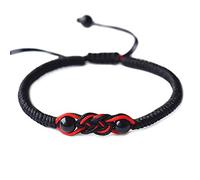 MENGLINA Pulsera trenzada para hombres y mujeres, con nudo chino y cuerda negra y roja, cuentas de ágata natural, trenzadas, Feng Shui, joyería de amor, 10g, Piedra, NA