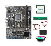 Mengmen B250C Motherboard+G3920 o G3930 CPU CPU+RGB Fan+DDR4 4GB RAM+128G SSD+Cable de interrupción+Cable SATA 12XPCIE a USB3.0 GPU ranura para tarjeta