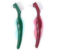 Mengmen Cepillo de Dientes Premium para Dentaduras Postizas de 2 Piezas, Cepillo de Limpieza, Cerdas Multicapa y Cepillo PortáTil de Doble Cara para Dentaduras Postizas